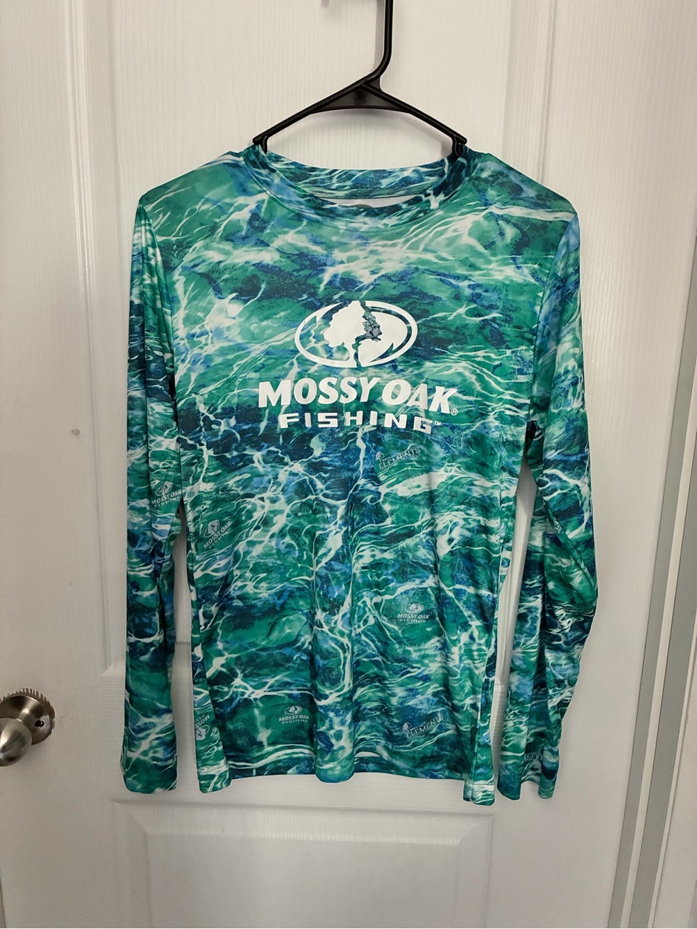 Mossy Oak Kids Long Sleeve Swim Shirt - Teal & Aqua Water Print